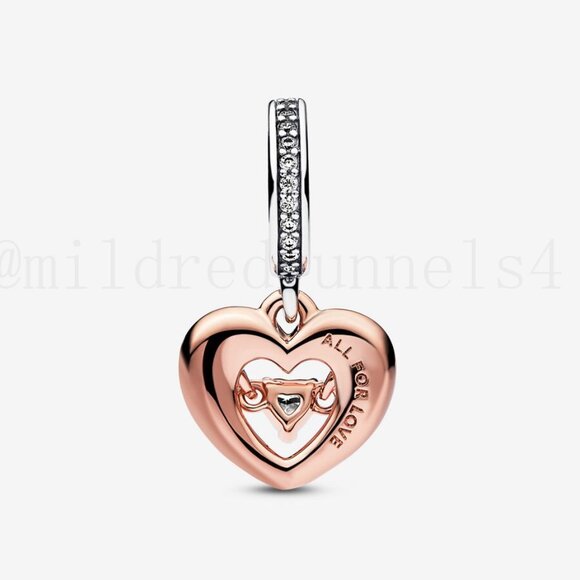 Pandora Shiny Two-Tone Heart Charm - Picture 3 of 3